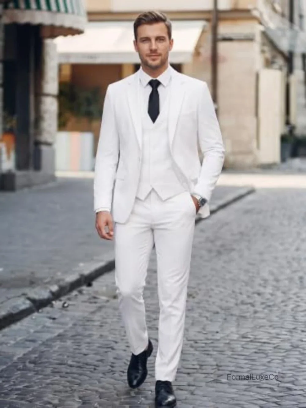 Men's 3 Piece Suit Set Slim Fit One Button Single Breasted Party Blazer Vest